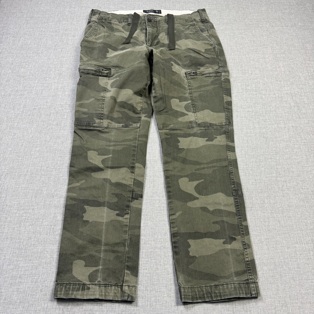 Abercrombie & Fitch Langdon Skinny Camouflage Cargo Pants Mens 32x28 Green Army